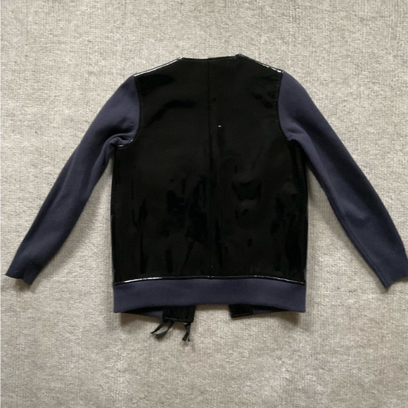 Marni x H&M Baseball Jacket bomber black patent leather navy knit Utility S 6 4 - Picture 2 of 5